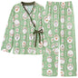Spring Autumn V-Neck Pajamas Female Pajamas Sets Elegant Floral Japanese Kimonos For Women Big Yards M-4XL Cotton