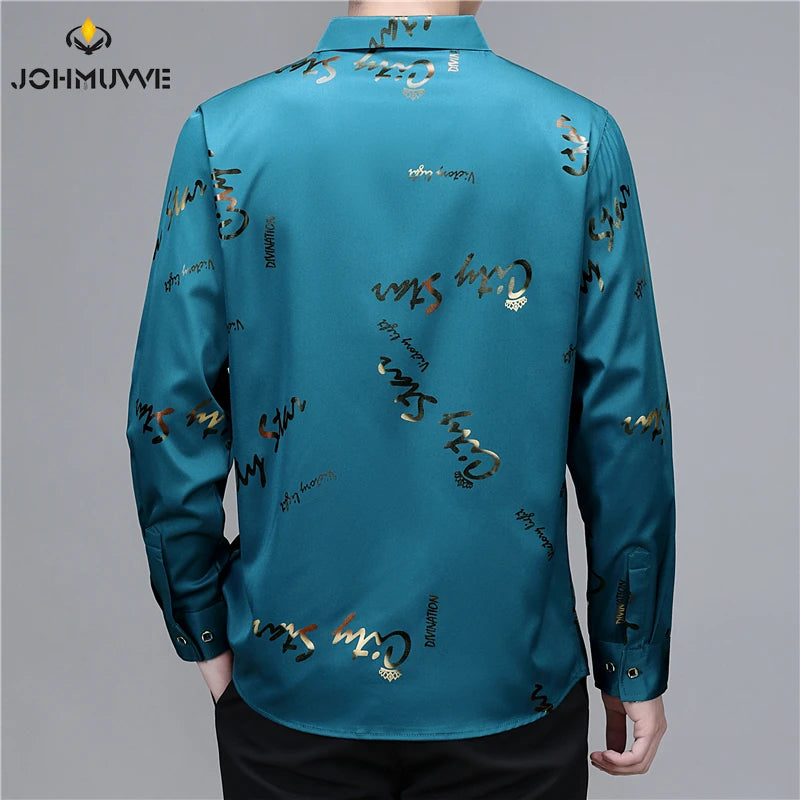 Men's Casual and Fashionable Long Sleeved Printed Shirt, Non Ironing and Wrinkle Resistant Business Top