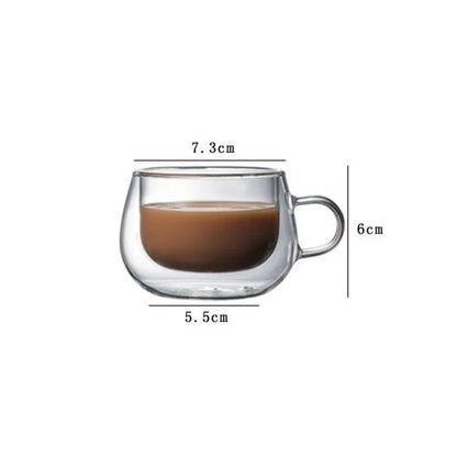 150-350ml Heat Resistant High Borosilicate Glass Mug Double Wall Glass Coffee Cup with Handle Milk Water Cup Clear Cups Gift