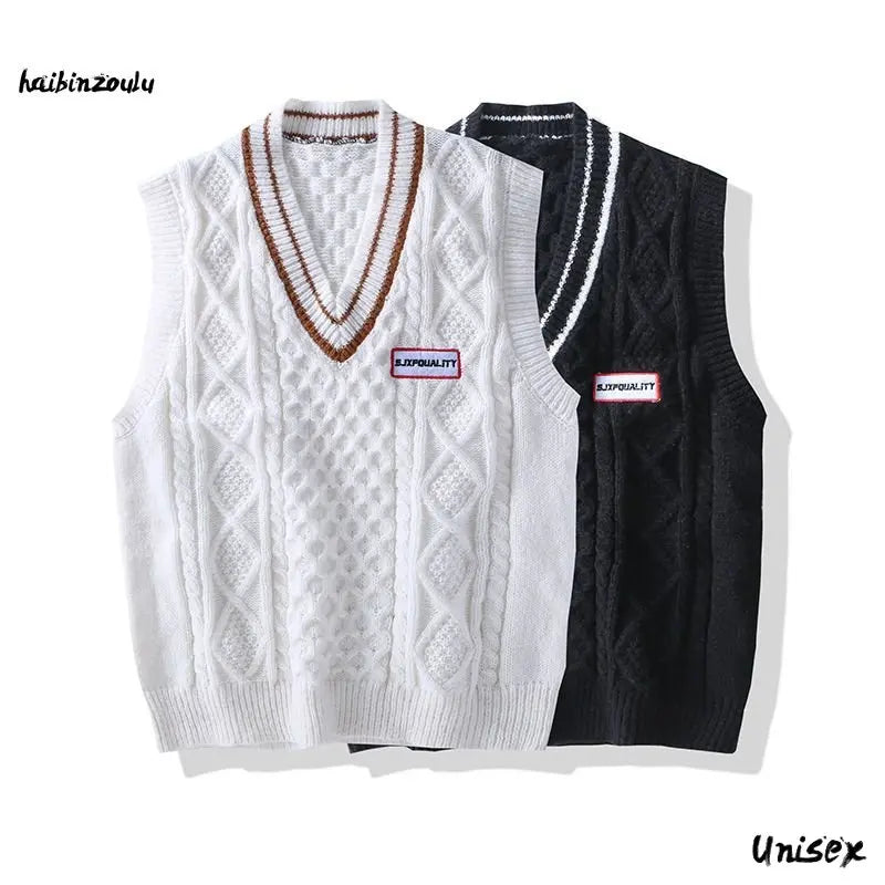 Men Knit Sweater Vest ins sweater vest Korean fashion clothes