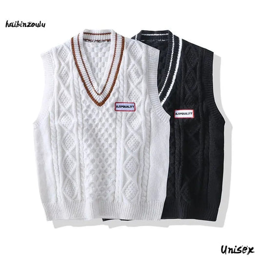 Men Knit Sweater Vest ins sweater vest Korean fashion clothes