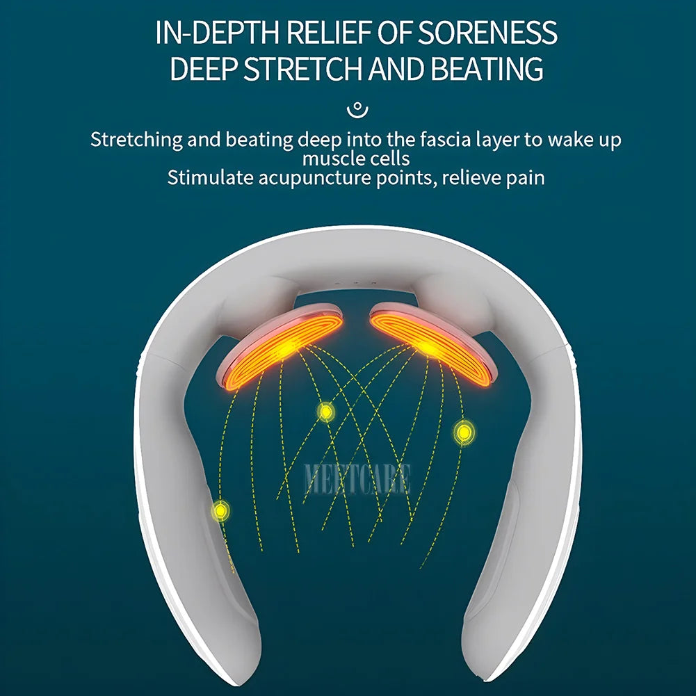 Smart Back Neck Massager with Heating TENS Pulse Cervical Muscle Massage Wireless Shoulder Relief Pain Health Care