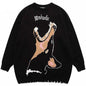 Oversized Sweater Men Women Harajuku Anime Girl Graffiti Vintage Knitted Sweater 2025 Winter Unisex Cotton Pullover Streetwear
