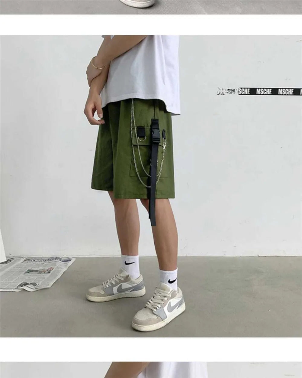 Loose Summer Black Gargo Shorts Men Gothic High Street Pants Funny Slim Fit Shorts Trousers Fashion Mens Cargo Hip Hop Shorts