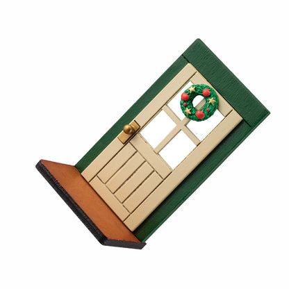 Christmas Wood Door Shape Ornaments Durable Creative Home Decorative Toy Wooden Handicrafts For Table Bookshelf Fireplace Decor