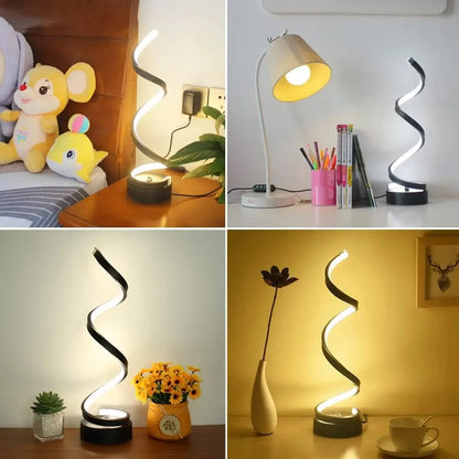 Table Lamps for Living Room, Modern Spiral Dimmable LED Table Lamp, Small Bedside Lamps, Nightstand Lamp for Bedroom Office Home