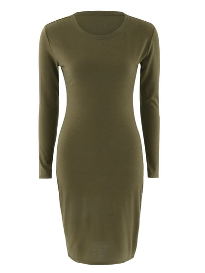 Sexy Elegant Dress Short and Long Sleeve Solid Color Midi Bodycon Dress Women Skinny Slim Pencil Dress Club Party Vestidos