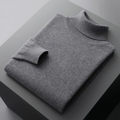 Autumn and winter new 100% merino cashmere sweater men's knitted pullover padded warm turtle neck fashion loose plus size coat