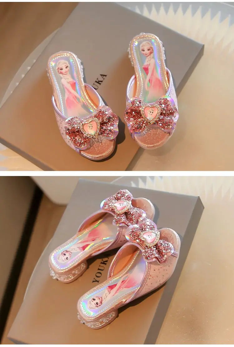 Disney Frozen Elsa Shoes For Girls Children Cartoon Princess Flats Kids Beach Home Shoes Inside Outside Slippers Size 26-36