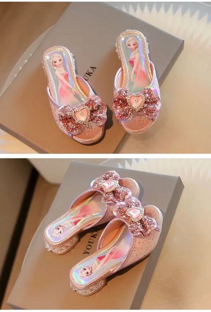 Disney Frozen Elsa Shoes For Girls Children Cartoon Princess Flats Kids Beach Home Shoes Inside Outside Slippers Size 26-36