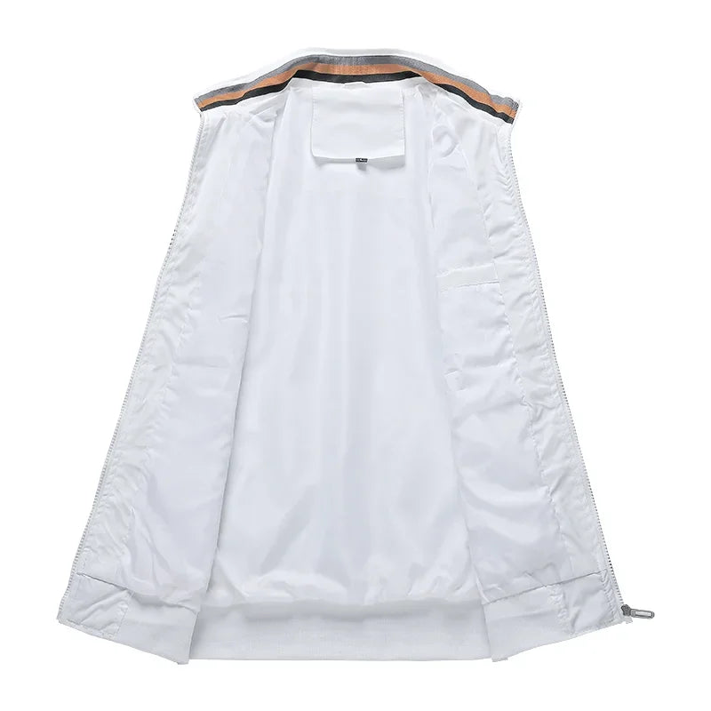 Camel - Men's premium embroidered zippered jacket, casual outdoor sports jacket, fashionable top, spring and autumn, high-quality