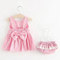 2025 Girls Cute Summer Sleeveless Dress Girl 2Pieces Sets Short Pants + Dress Set Stripe Patten for Baby 6-24M