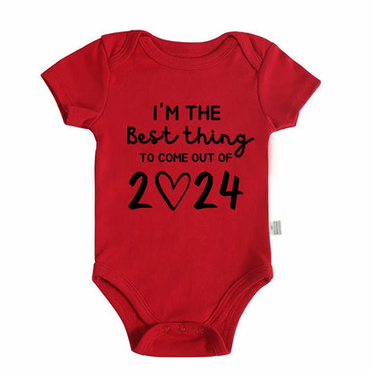 I'm the Best Thing 2024 Newborn Baby Clothes White Cotton Summer Bodysuits for Infants Short Sleeve Boys Girls Romper