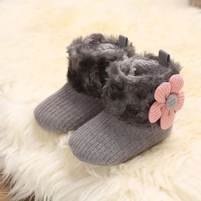 Autumn and Winter Baby Plush Thick Warm Cotton Shoes 0-18 Months Soft Soled Comfortable Non Slip Boots
