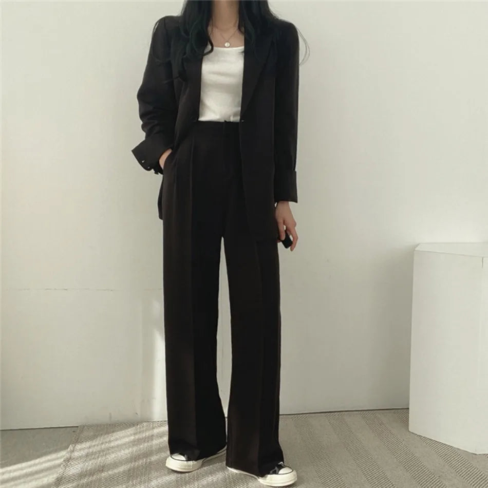 Korean Fashion Spring Women's Suits Casual Top Trousers 2 Piece Sets Women's Outfits Coats Slim Fit Blazers for Women Clothing