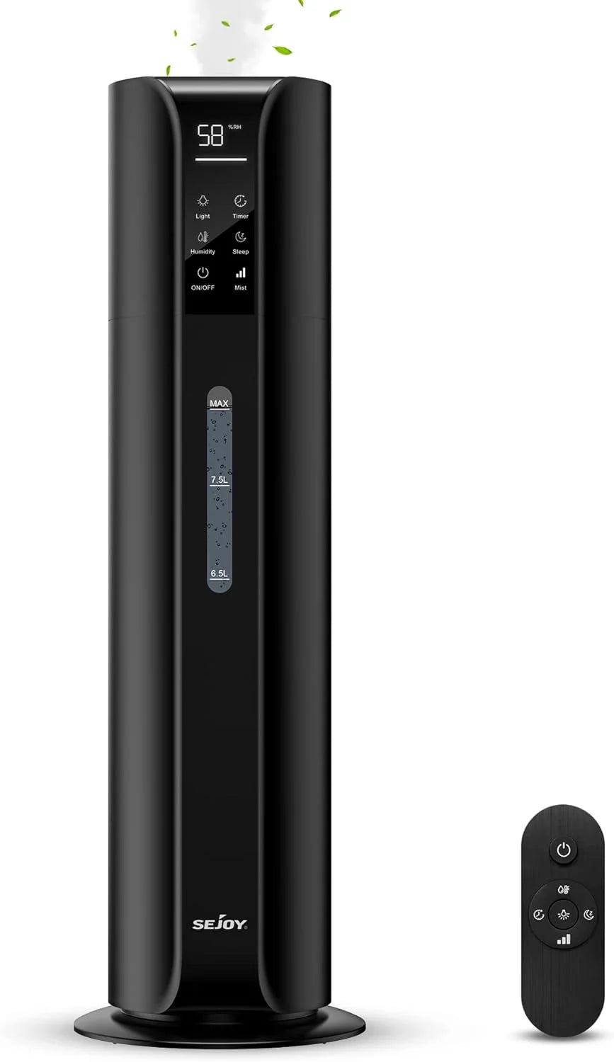 SEJOY Humidifiers for Bedroom Large Room, 9L/2.4Gal Cool Mist Top Fill Humidifier with Essential Oil 360°Nozzle for Baby Office