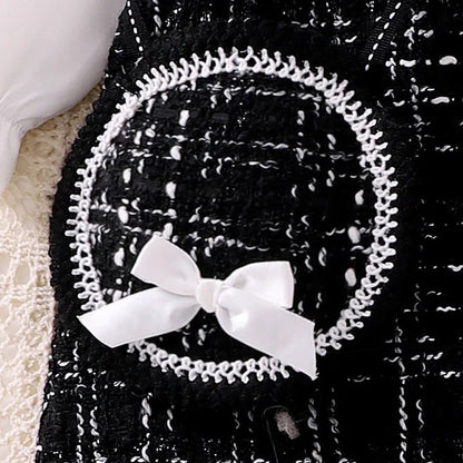 Dress for Kids 0-3 Years Old Plaid Fake Two Piece Long Sleeve Spring and Autumn Princess Dress OOTD for Newborn Baby Girl