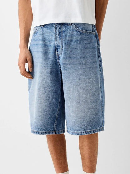 Men Denim Shorts Zipper Button Closure Summer Casual Shorts with Pockets Male Trendy Fashion Short Jeans for Streetwear Y2K 00s