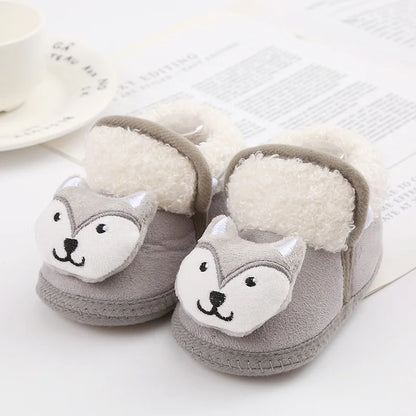 Winter Newborn Baby Boots Shoes Cute Cartoon Boy Girl Toddler Plush Snow Booties Warm Infant Crib Shoes Infant First Walkers