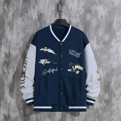 2025 New Jacket Coat Letter Printed  Wear Men Baseball Jacket Casual Long Sleeve Stand Jackets Men's Coats Sweatshirts Outerwear