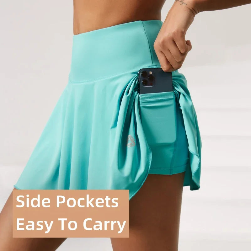 Women Sports Tennis Short Skirts Fitness Gym Leggings Golf Badminton Skort Athletic Running Workout Pleated Skirt With Pocket