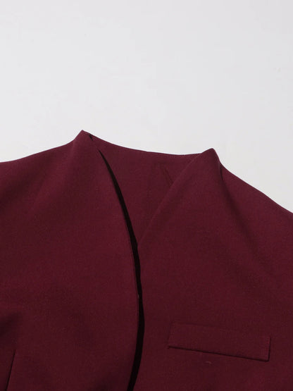 TWOTWINSTYLE Solid Two Piece Set For Women Stand Collar Long Sleeve Tops High Waist Spliced Button Long Pants Fashion Set Female