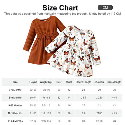 Pat Pat Newborn Dresses Baby Girl Clothes New Born Babies Kids Birthday Party Dress Ribbed Striped Long-sleeve Overalls Children