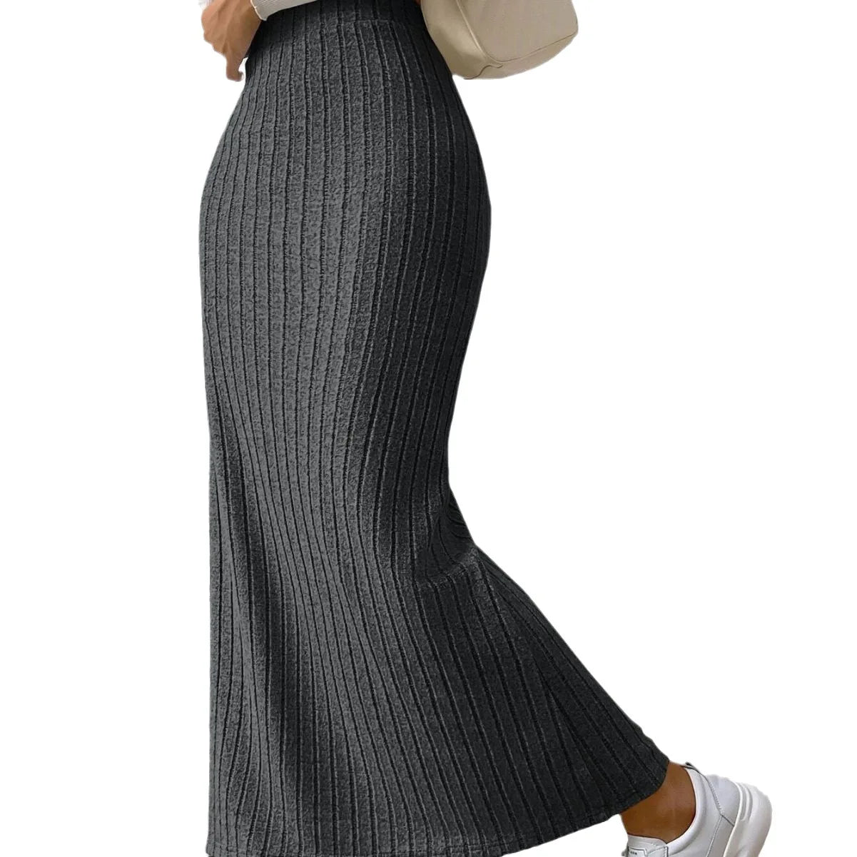 Women's Slit Knitted Skirt 2025 New Solid Color Hip-covering High Waist Side Slim Long Skirt Women's Skirt