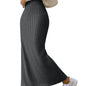 Women's Slit Knitted Skirt 2025 New Solid Color Hip-covering High Waist Side Slim Long Skirt Women's Skirt