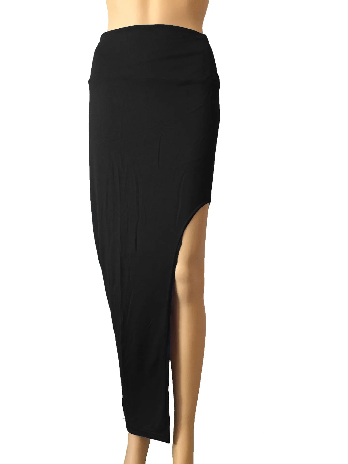 Fashion Split Skirts Women Sexy Long Sexy Skirts Open Side Split Skirt Long High Waist High Slit Maxi Skirt Black