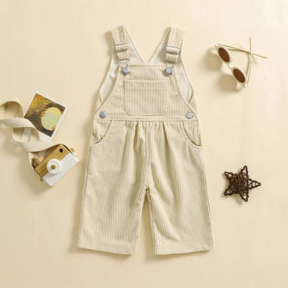 2025 Lorrainian 3-24M Baby Girl Summer Overalls Infant Wide Leg Solid Color Jumpsuit Front Pocket Suspender Pants Outfits