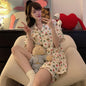Plus Size Ins Cartoon Pajamas Set Korean Student Summer Internet Celebrity Girl Short Sleeve Shorts Thin Loose Home wear