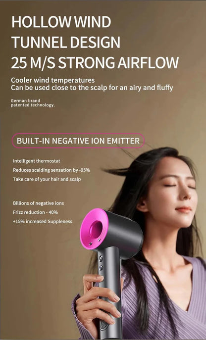 Professional Leafless Hair Dryer Negative Ion Quick Drying Home Powerful 5 Attachment Constant Anion Electric Hair Dryer