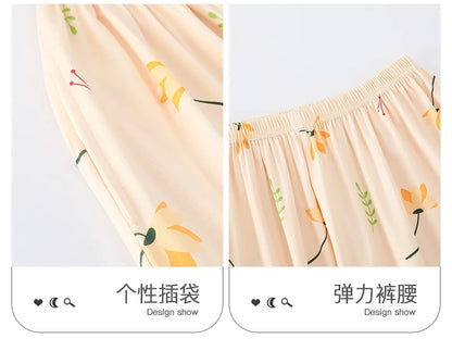 SUKAE M-5XL Cool Modal Woman's Pajamas Summer Plus Size Calf-length Pijamas Casual Knee-length Home suits Women's Capris Sleepwear