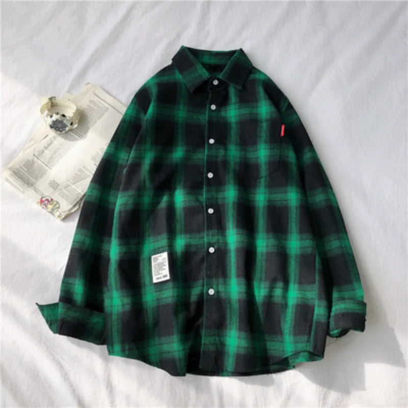 New Spring Long Sleeve Red Black Plaid Shirt Men Slim Fit Cotton Casual Shirts Men Clothing Coat Fashion Brand M-3XL