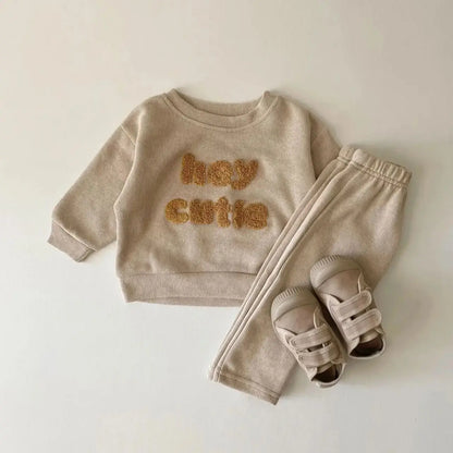 Europe Baby Cotton Knitting Clothing Sets Kids Boys Girls Spring Clothes Loose Tracksuit Pullovers Tops +Pants 2PCS Outfits