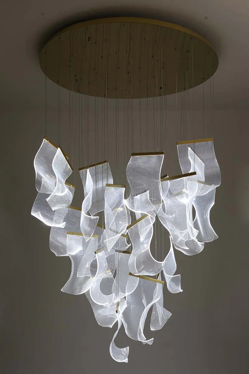 Modern Simple Led Luxurious Duplex Building Large Chandelier Living Room Creative Villa Pendant Lamp Stair Dining Hall Lighting