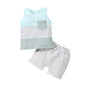 Infant Baby Boys Short Sets Patchwork Sleeveless Vest Tops with Pocket + Shorts 2pcs Summer Outfits for Toddler 6-36M