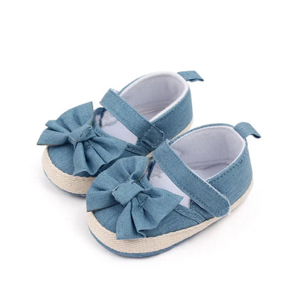 Baby Girls Shoe Soft Soles Non-slip Butterfly Knot Fashion Outdoor Solid Color Infant Newborns Crib First Walkers Princess Shoes