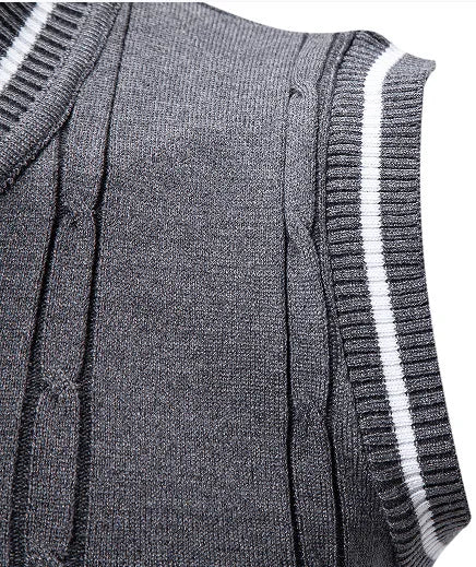 Autumn Winter Men's Knit Vests V-Neck Sleeveless Slim Fit Knitted Pullovers Men Fashion Patchwork Smart Casual Sweater Vest Man
