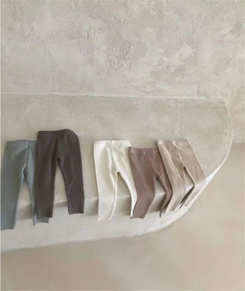 New Baby Cotton Ribbed Leggings Solid Cotton Infant Stretch Pants Soft Comfortable Toddler Pants Kids Boys Girls Trousers