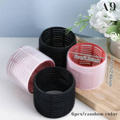 6pcs Hair Rollers Heatless Hair Curlers No Heat Hair Bangs Volume Self-adhesive Hook Curlers DIY Styling Tools & Accessories