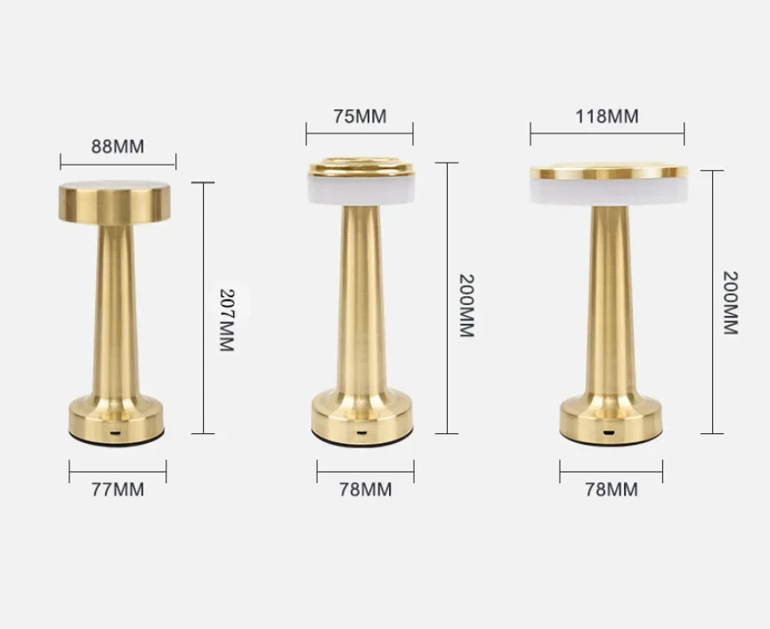 LED Table Lamp Retro Bar Coffee Table Lamp Rechargeable Touch Sensor Wireless Night Light Restaurant Living Room Decor Light