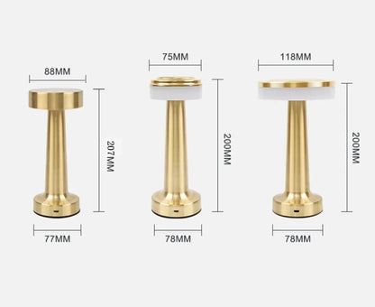 LED Table Lamp Retro Bar Coffee Table Lamp Rechargeable Touch Sensor Wireless Night Light Restaurant Living Room Decor Light