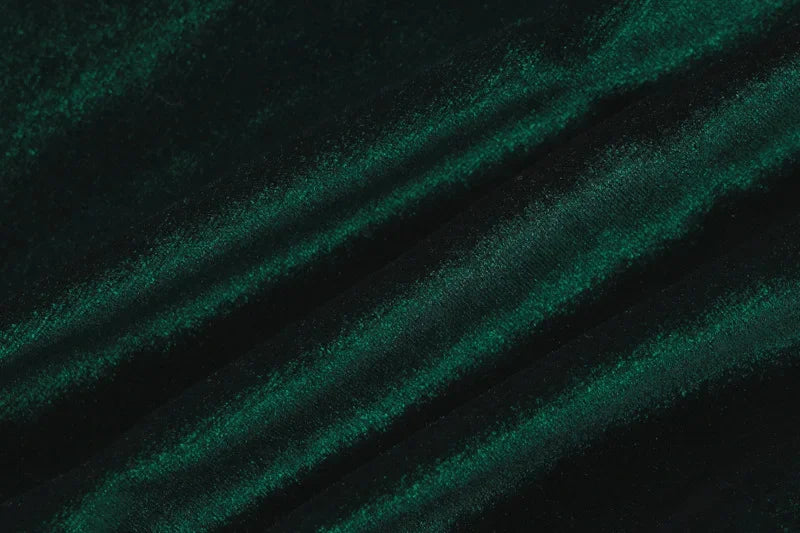 BWQ 2025 Spring Summer Velvet Long Sleeve Midi Dress For Women Ruched Long Dress Elegant Party Clothes Evening Green Outfits