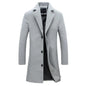 Autumn Winter Fashion Men's Woolen Coats Solid Color Single Breasted Lapel Long Coat Jacket Casual Overcoat Plus Size 9 Colors