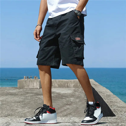 2025 New Summer Men Trend Cargo Shorts Men's Letter Print Pocket Shorts Fashion Casual Straight Shorts Male Ropa Hombre