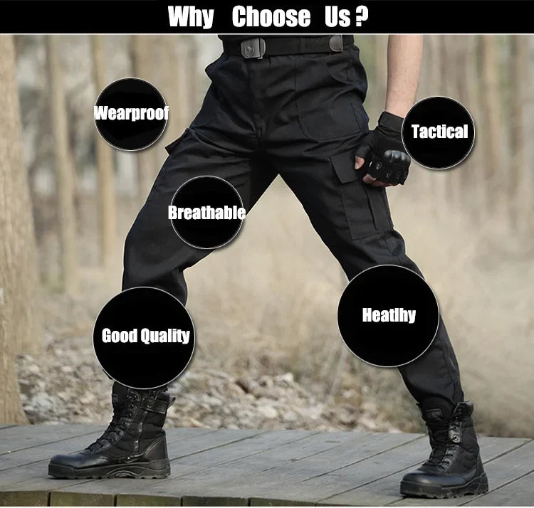 Black Military Tactical Cargo Pants Men Combat Tactical Sweatpants Men's Working Pants Overalls Casual Trouser Pantaloon Homme CS