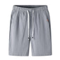 New Men's Cotton Linen Shorts Pants Male Summer Breathable Solid Color Linen Trousers Fitness Streetwear Loose Lace up Bottoms