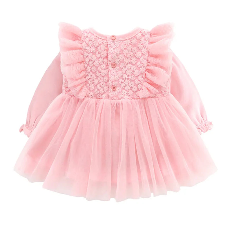 New Born Baby Girl Dress Clothes Christening Dress Classic Infant Baptism Wedding Tulle Dress for Spring Summer 0 3 6 Months